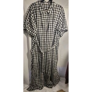 Calvin Klein Gingham Checkered Belted Shirt Dress 20 Geo Simple Minimalistic Vtg